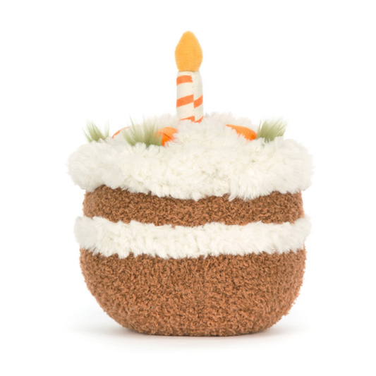 Amuseables Carrot Cake plush toy in brown with frosting and a candle – view 2