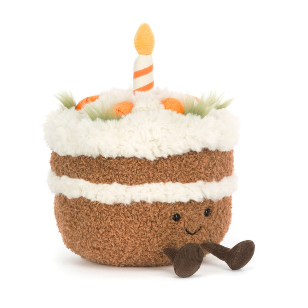 Amuseables Carrot Cake plush toy in brown with frosting and a candle – view 4