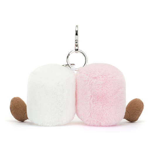 Amuseables Pair Of Marshmallows bag charm in white and pink – view 2