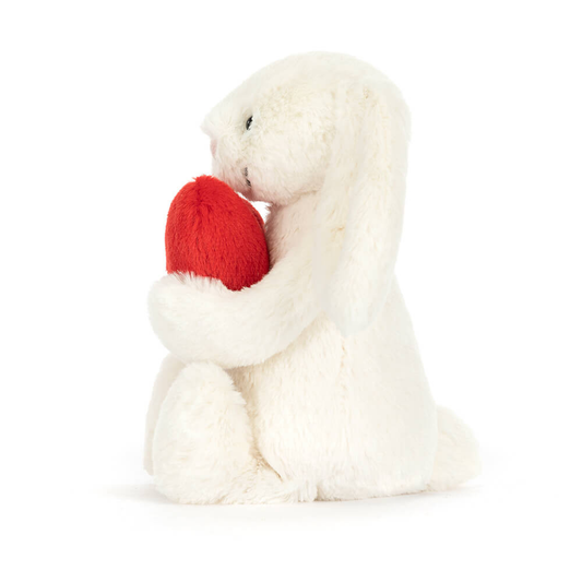 Bashful Red Love Heart Bunny plush toy in white – view 2