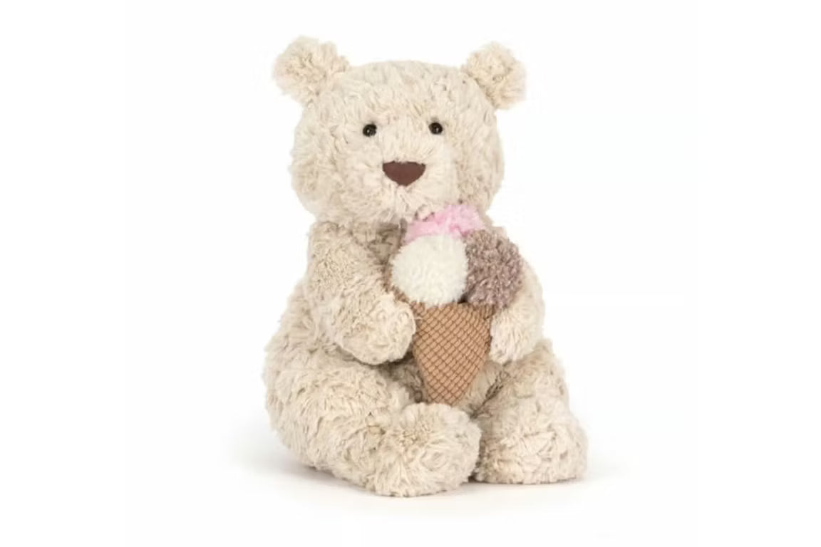 Oatus Bear with Ice Cream plush toy in beige