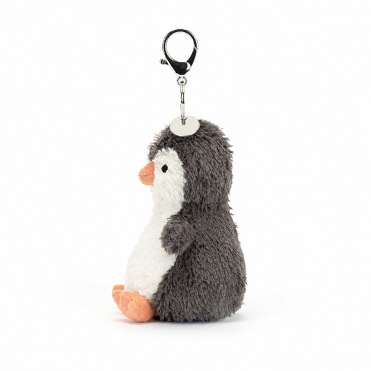 Peanut Penguin bag charm in grey and white – view 2