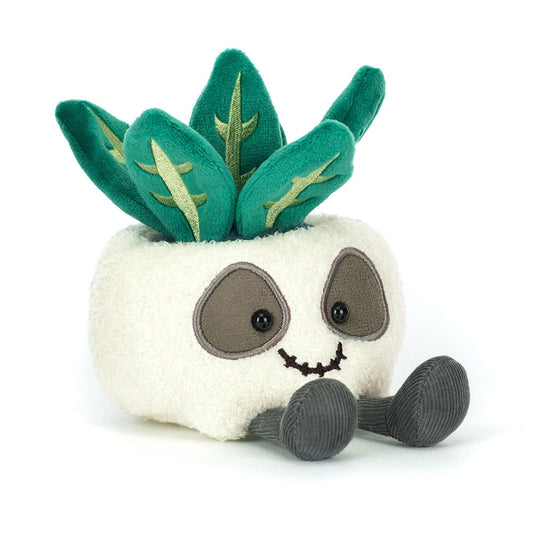 Amuseables Skull Planter plush in cream, grey and green