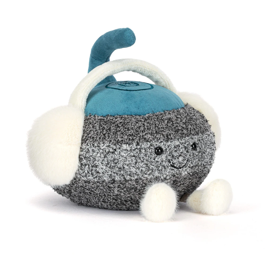 Grey curling stone plush toy – view 2