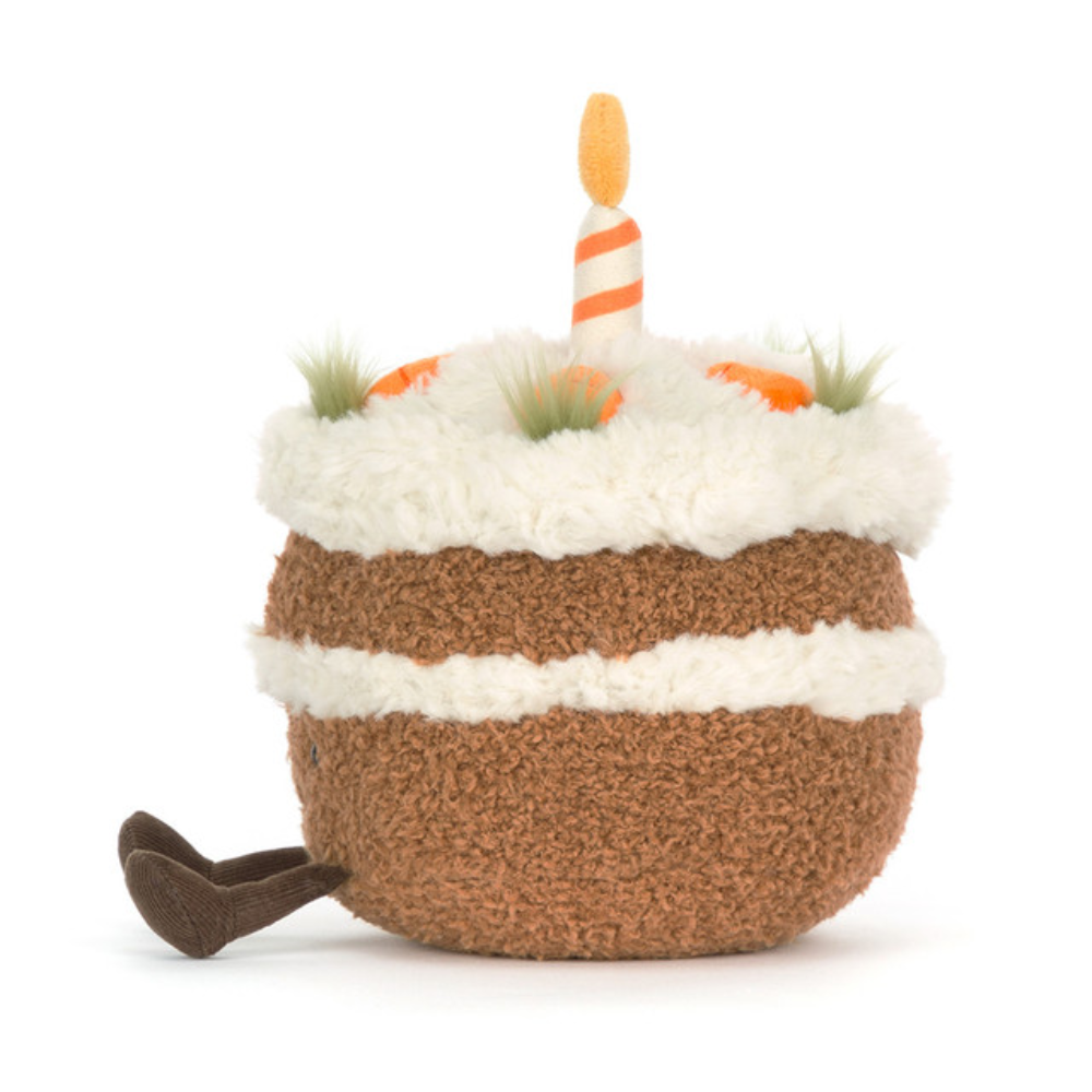 Amuseables Carrot Cake plush toy in brown with frosting and a candle – view 3