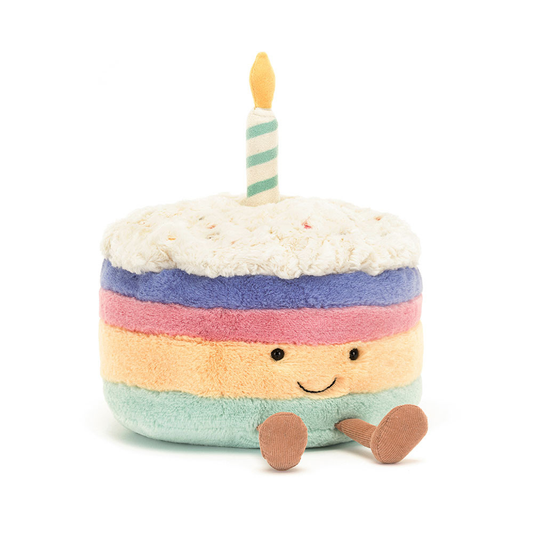 Amuseables Rainbow Birthday Cake plush in cream