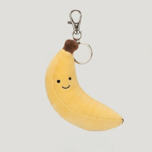 Yellow banana plush bag charm keychain