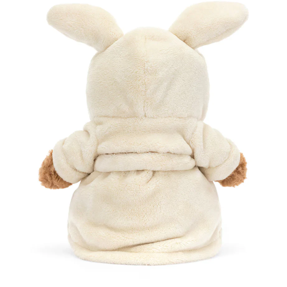 Brown Bear plush toy in a bathrobe-style outfit – view 4