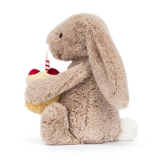 Bashful Beige Bunny Birthday plush toy in khaki – view 2