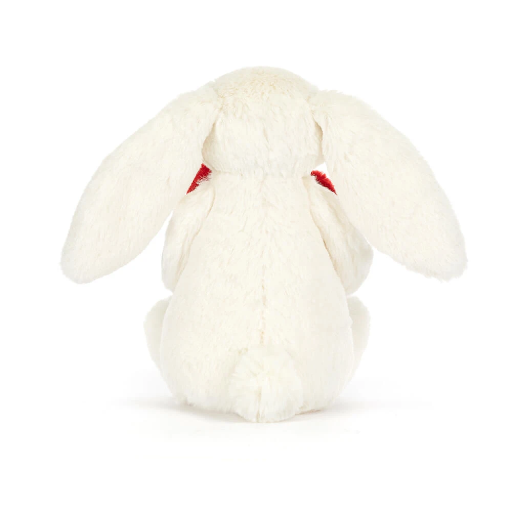 Bashful Red Love Heart Bunny plush toy in white – view 3