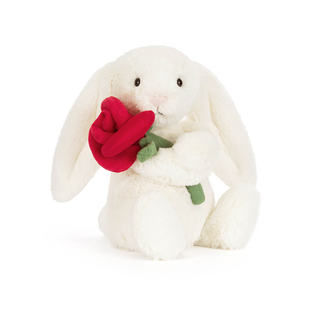 Cream Bunny with Rose plush toy in cream – view 2