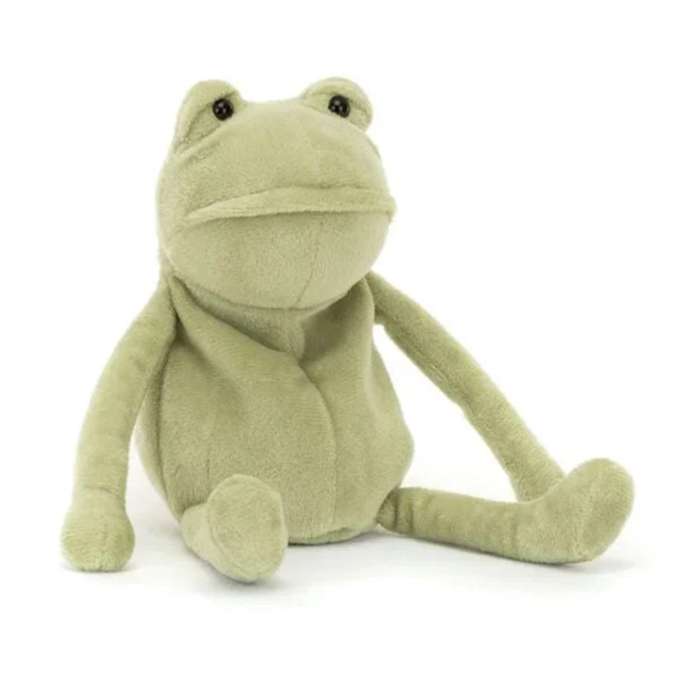 Fergus Frog plush toy in olive green