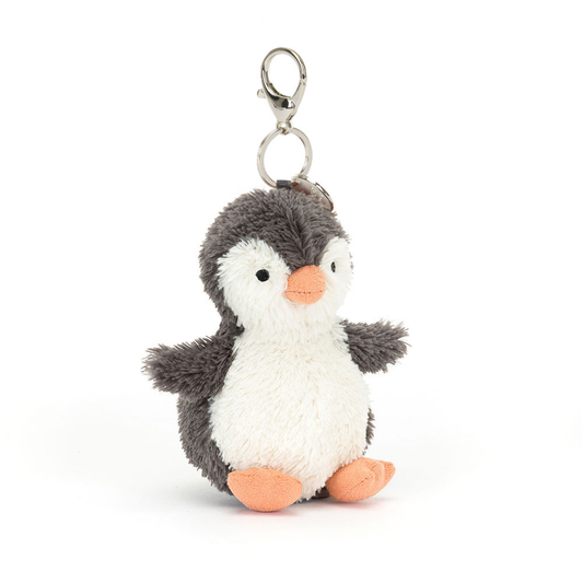 Peanut Penguin bag charm in grey and white
