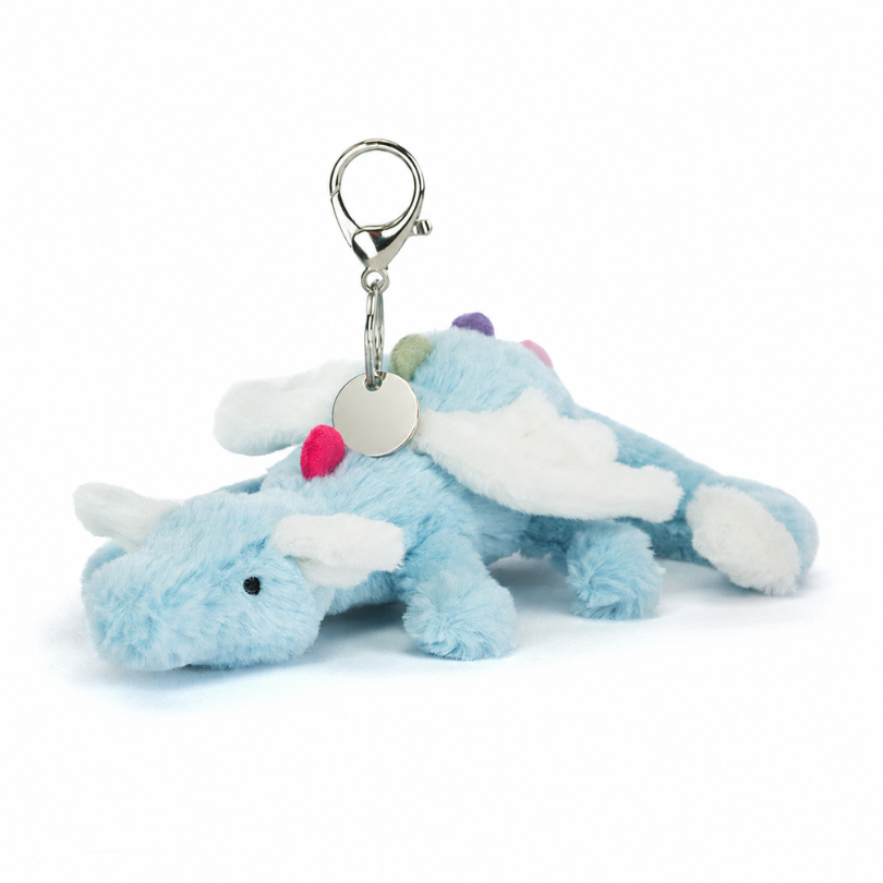 Sky Dragon plush bag charm in blue