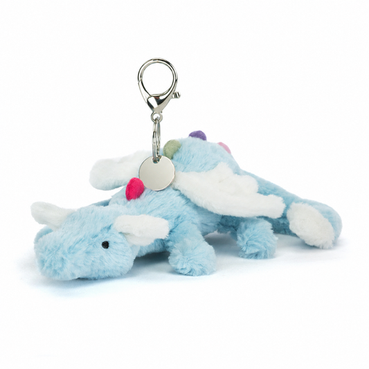 Sky Dragon plush bag charm in blue